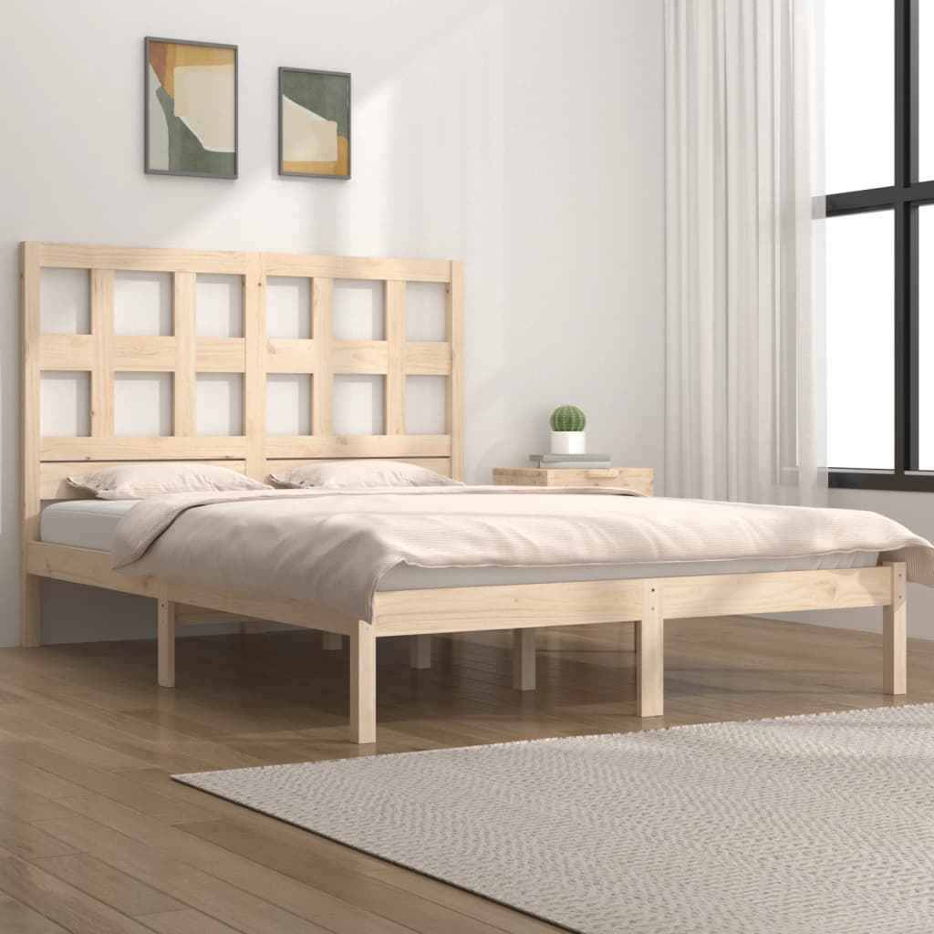 vidaXL Cama sem colchão 135x190 cm madeira de pinho maciça